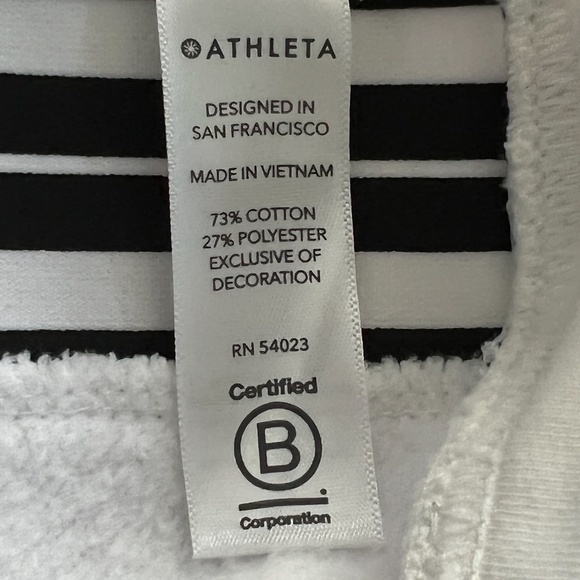 Athleta Cropped 24/7 Racer Striped Fleece Sweatshirt Sz. S - Picture 10 of 13